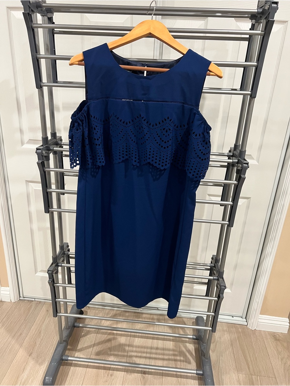 Apt. 9 Navy Eyelet Ruffle Midi Dress